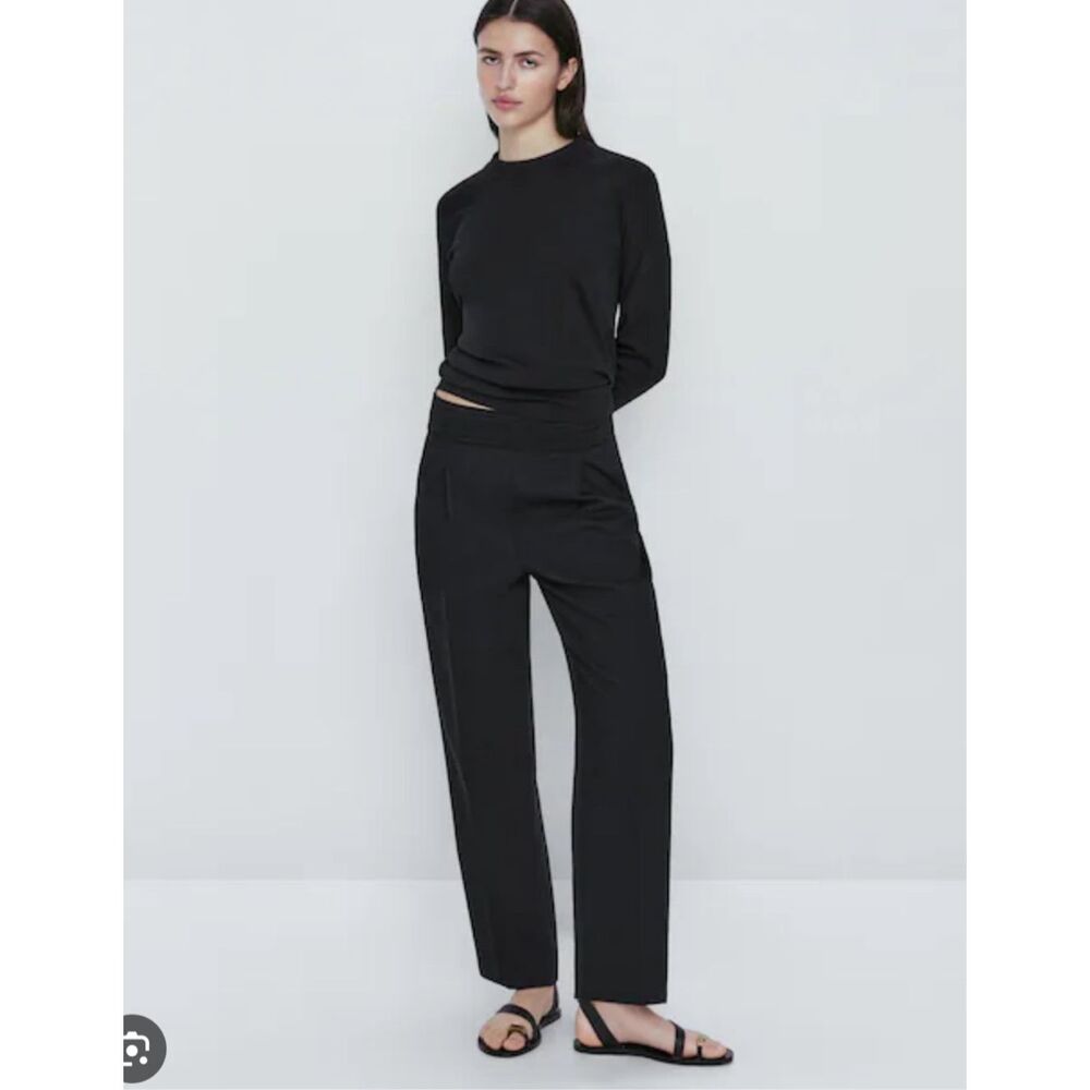 NWT MASSIMO DUTTI Straight Black Pants Size 12